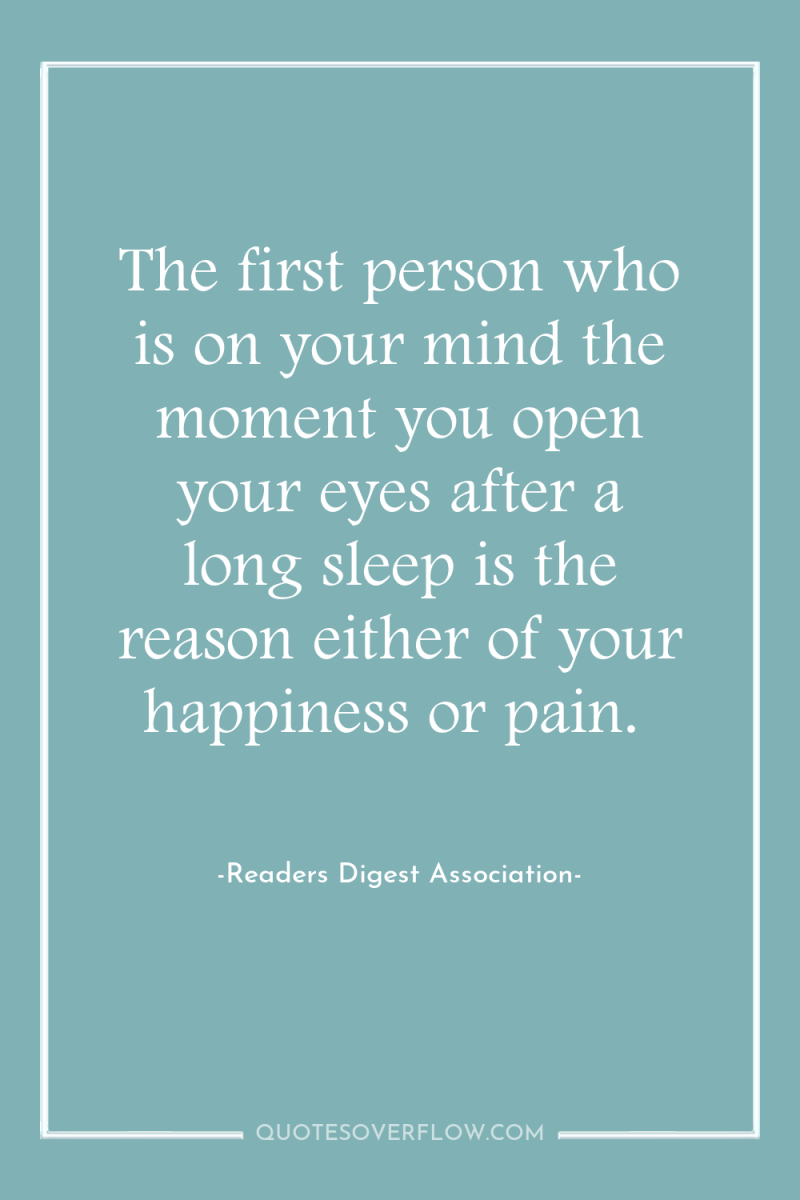 The first person who is on your mind the moment...