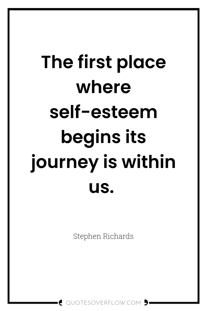 The first place where self-esteem begins its journey is within...