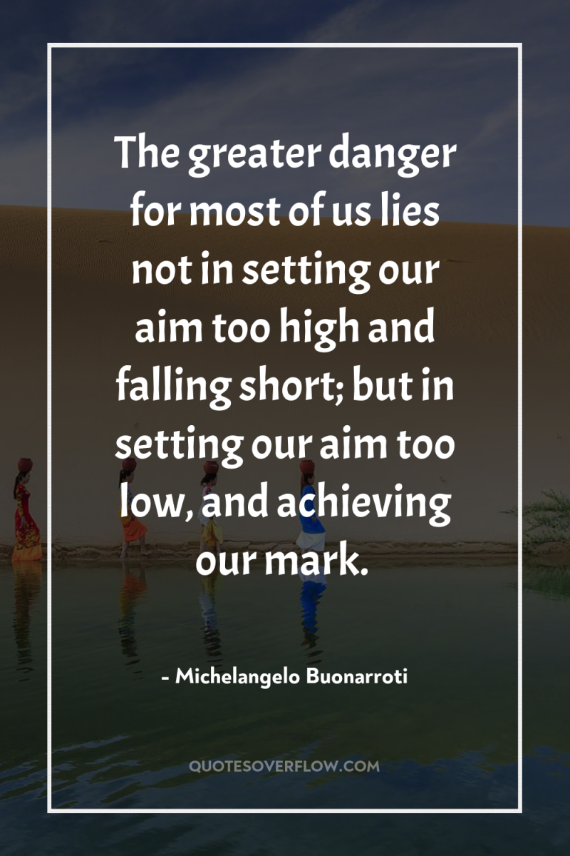 The greater danger for most of us lies not in...