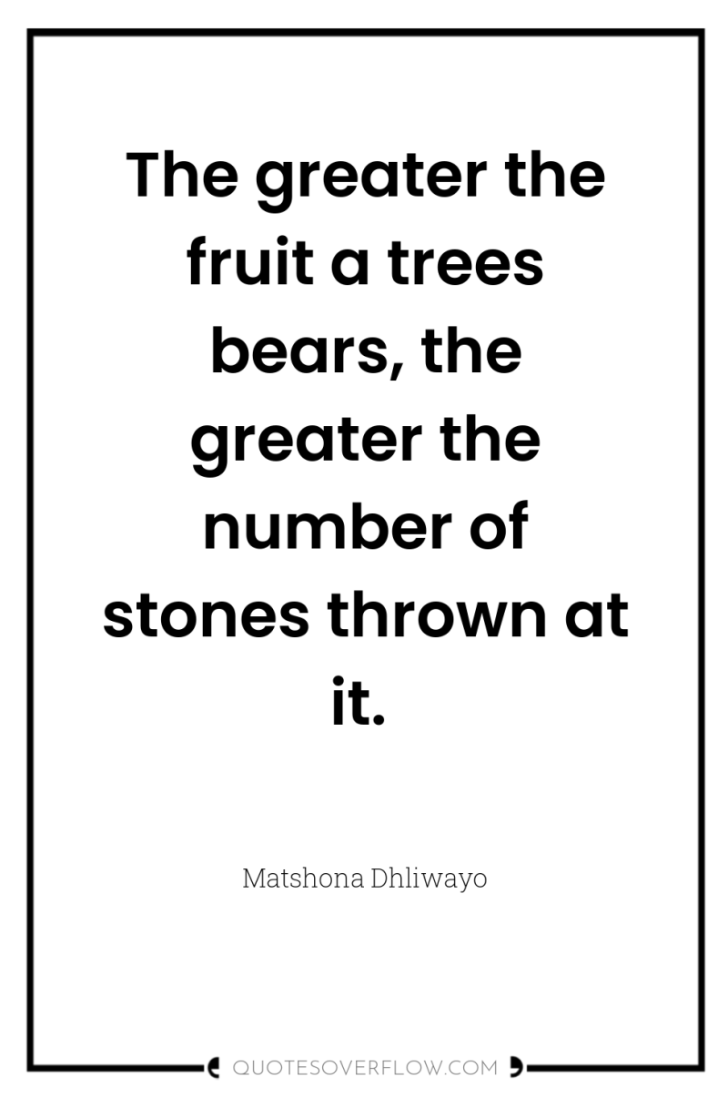 The greater the fruit a trees bears, the greater the...