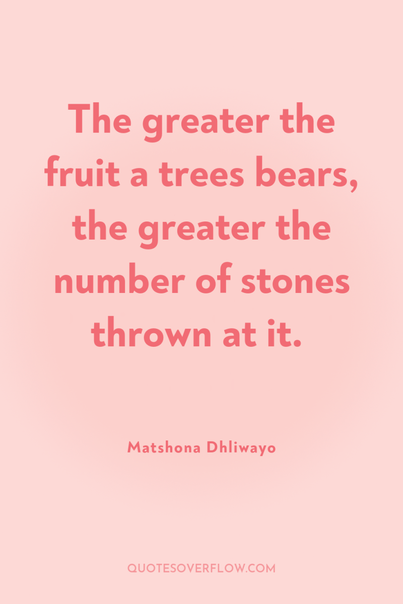The greater the fruit a trees bears, the greater the...