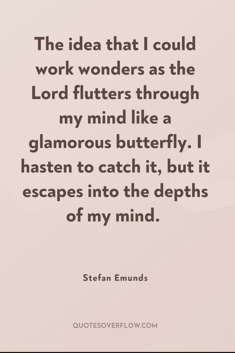 The idea that I could work wonders as the Lord...