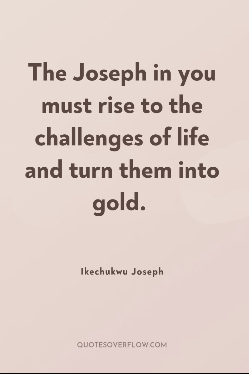The Joseph in you must rise to the challenges of...