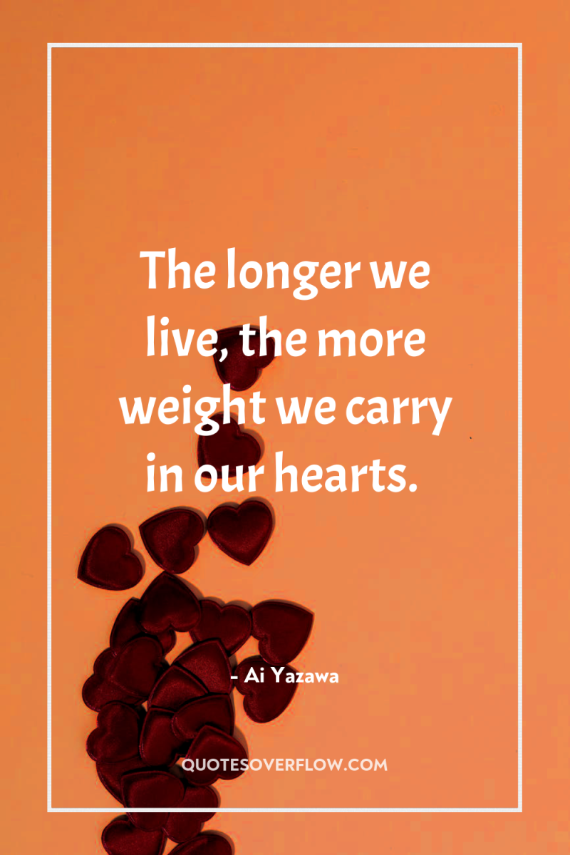 The longer we live, the more weight we carry in...