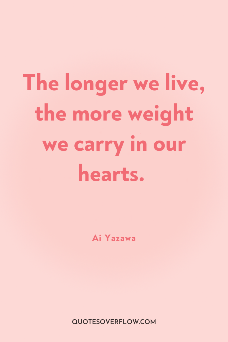 The longer we live, the more weight we carry in...