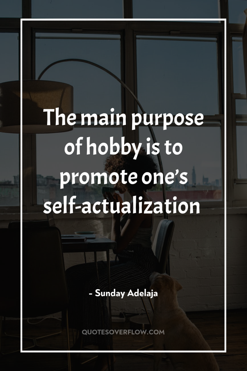The main purpose of hobby is to promote one’s self-actualization 