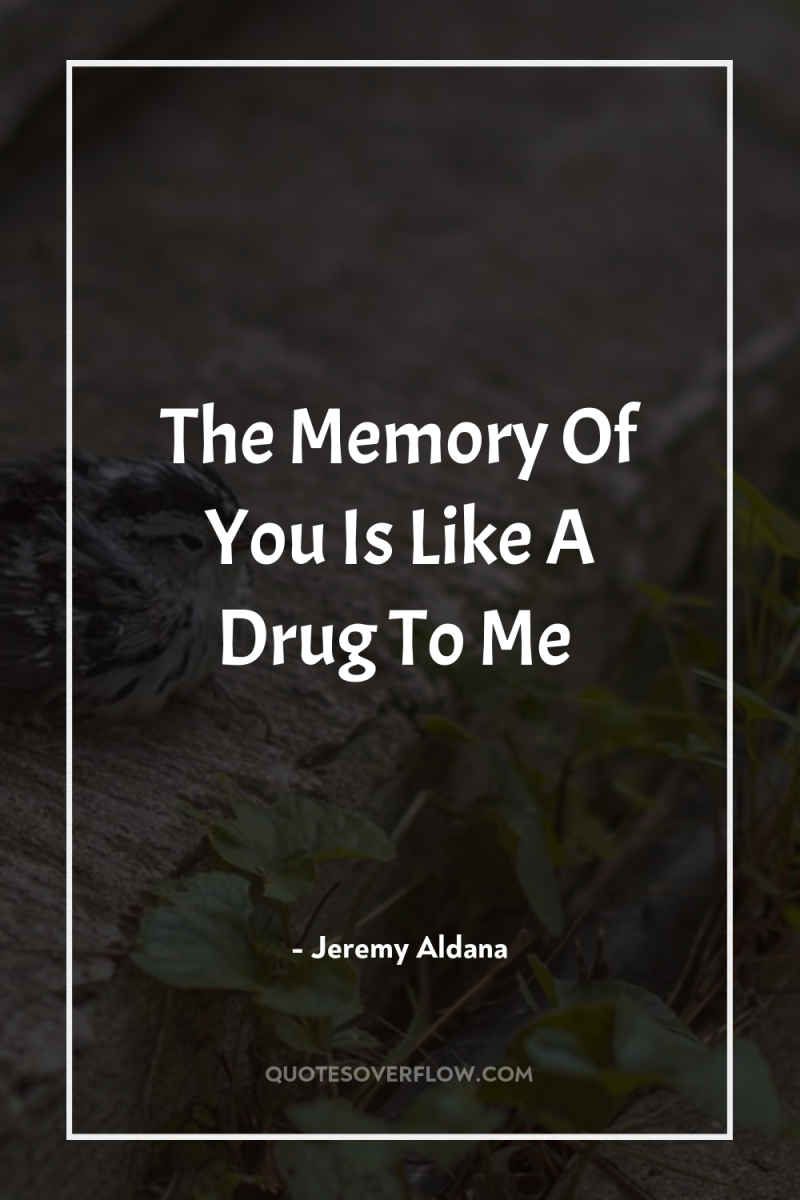 The Memory Of You Is Like A Drug To Me 