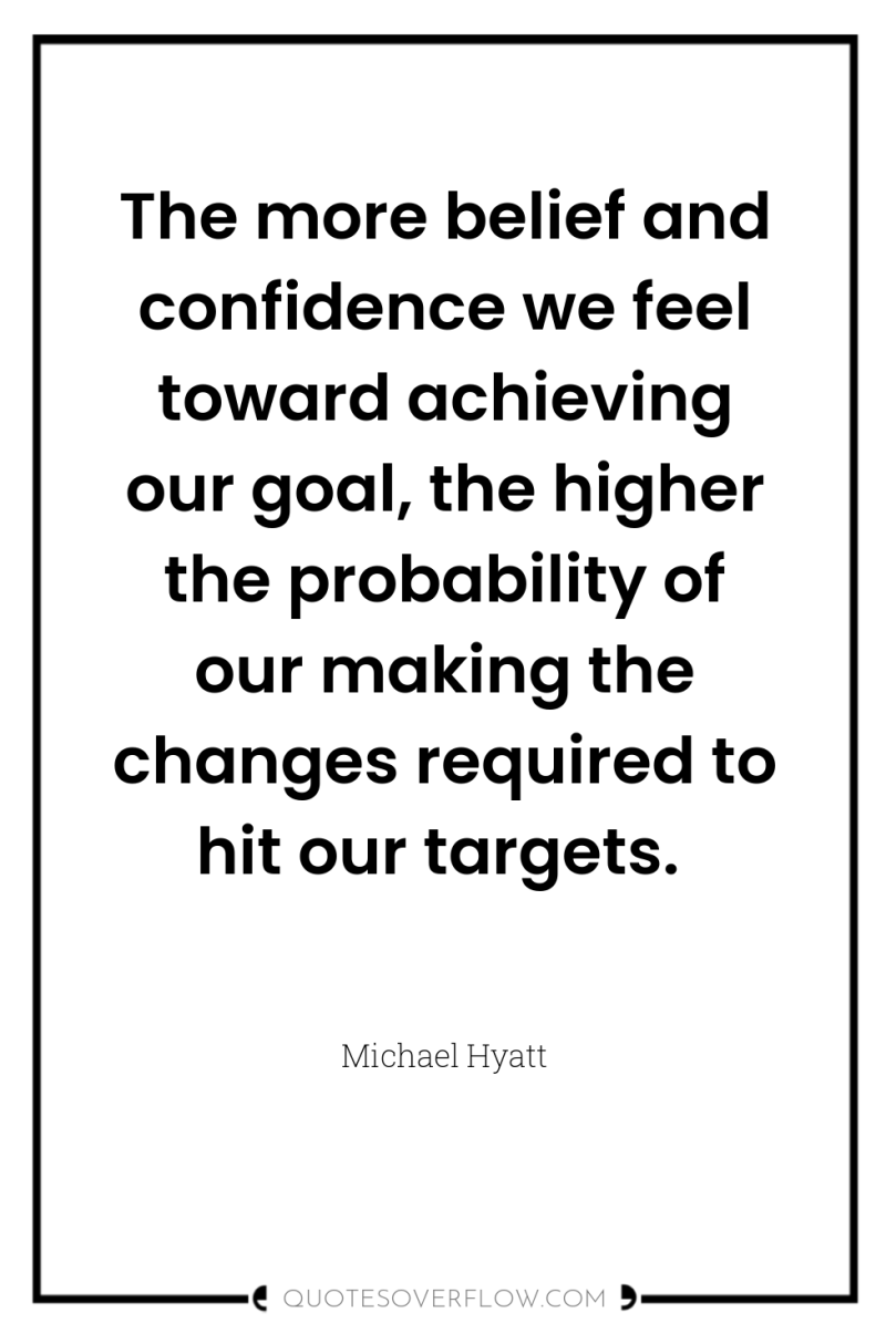 The more belief and confidence we feel toward achieving our...