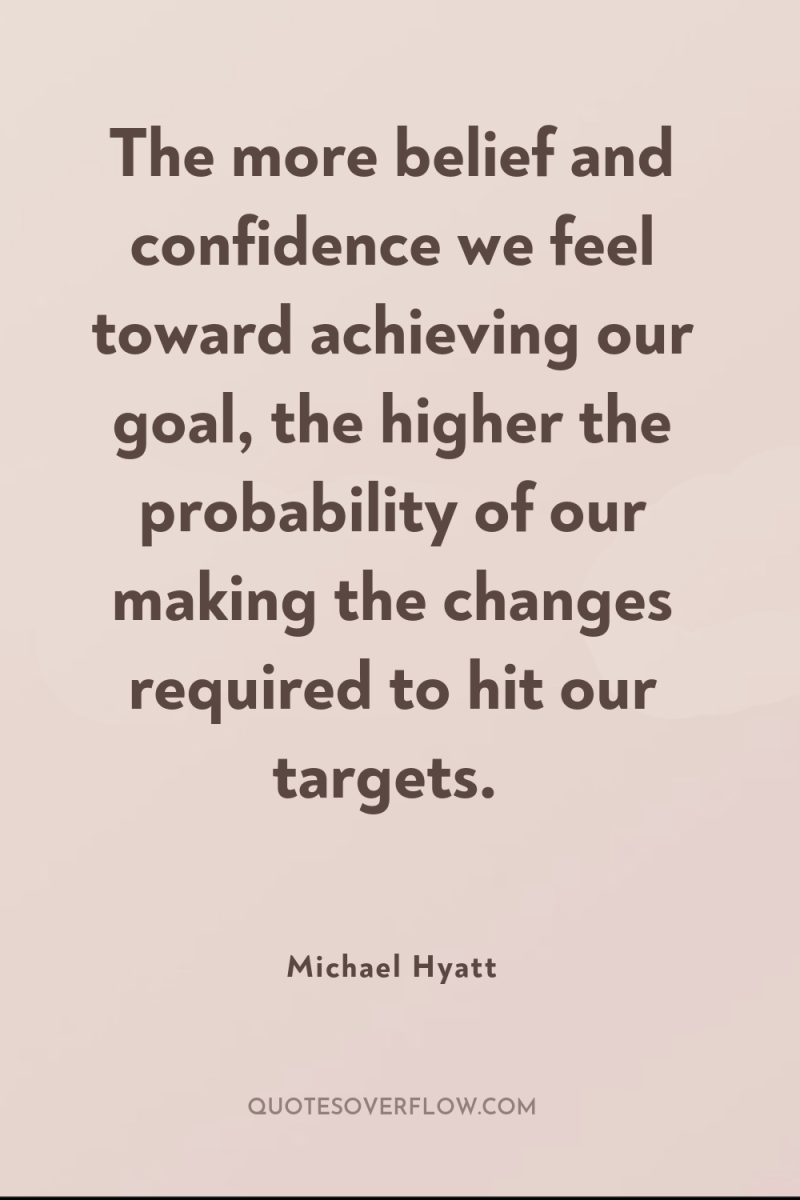 The more belief and confidence we feel toward achieving our...