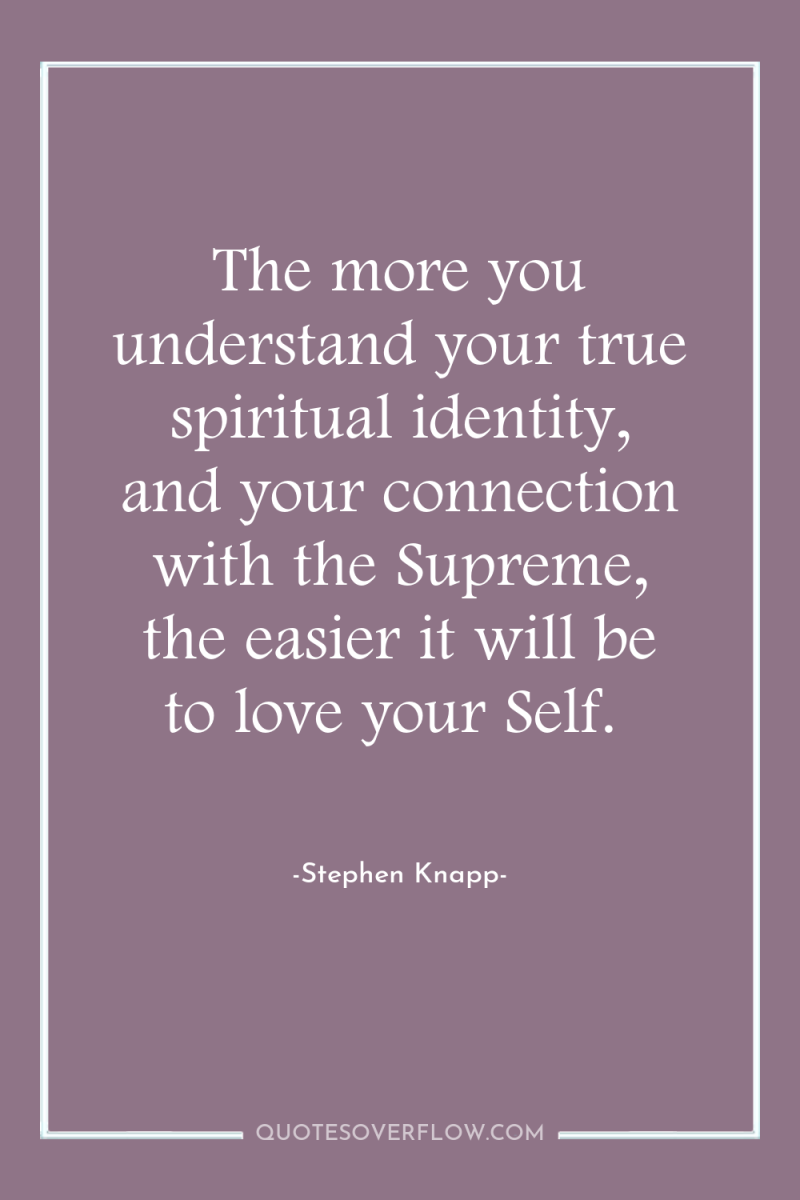 The more you understand your true spiritual identity, and your...