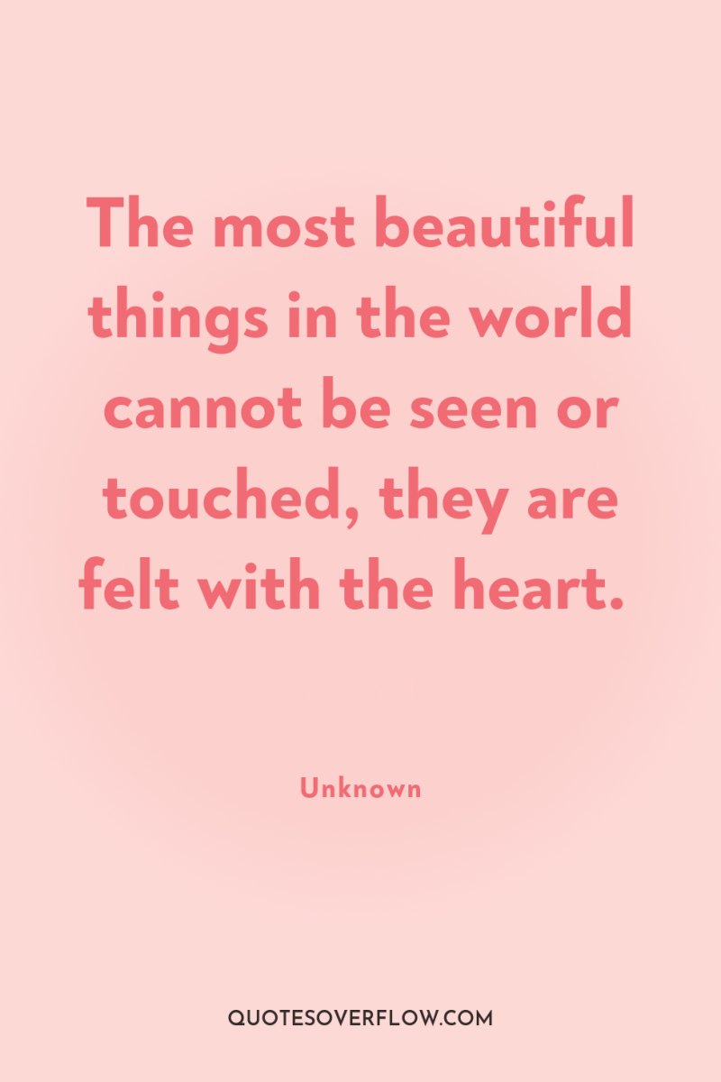 The most beautiful things in the world cannot be seen...