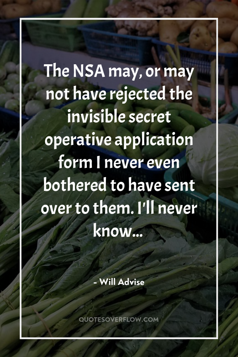 The NSA may, or may not have rejected the invisible...
