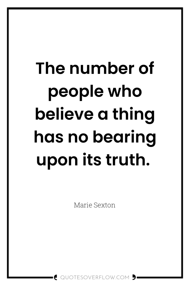 The number of people who believe a thing has no...