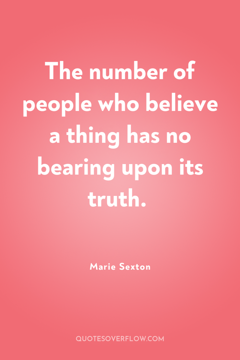The number of people who believe a thing has no...