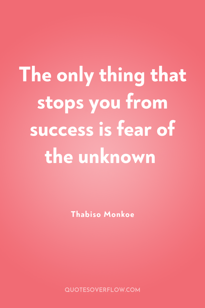The only thing that stops you from success is fear...