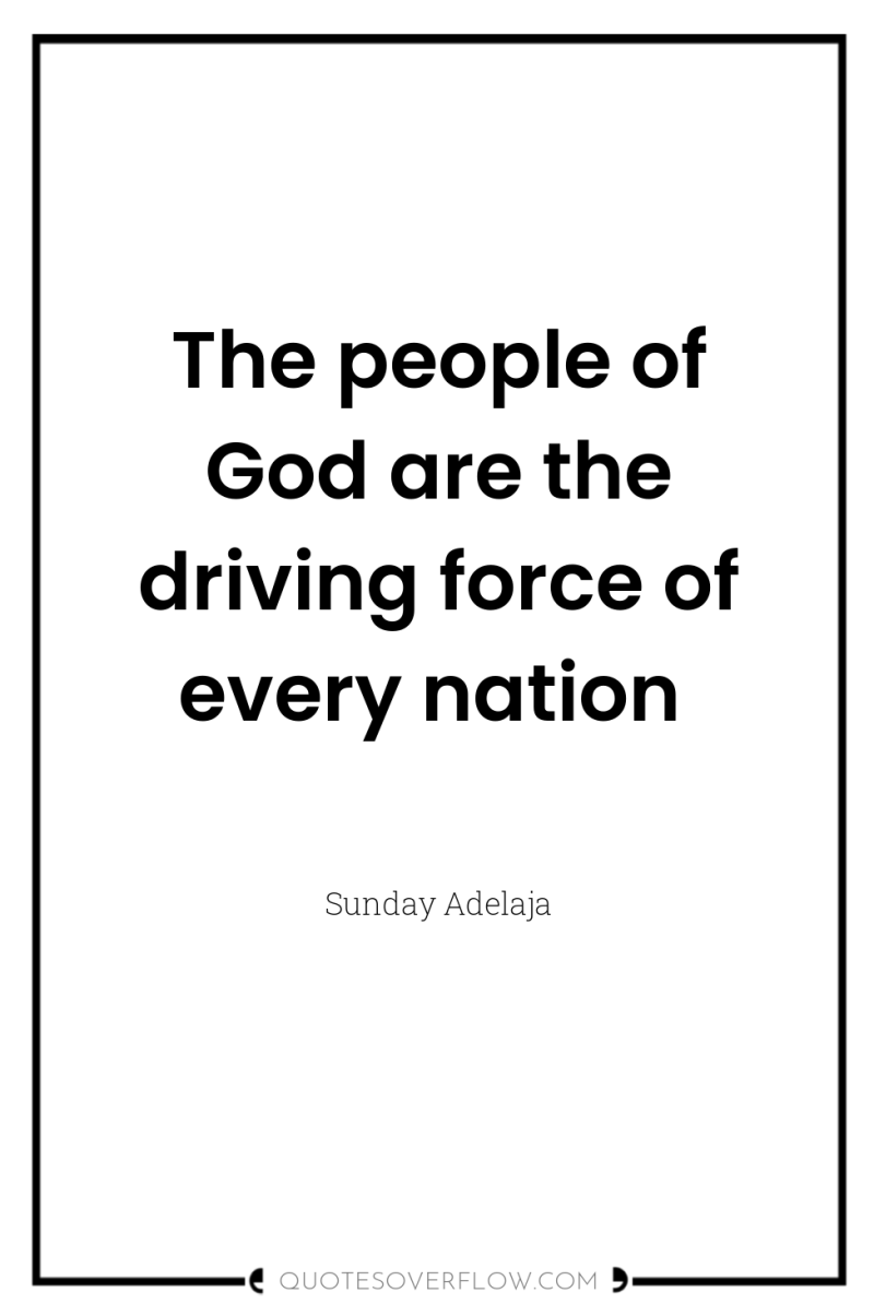The people of God are the driving force of every...