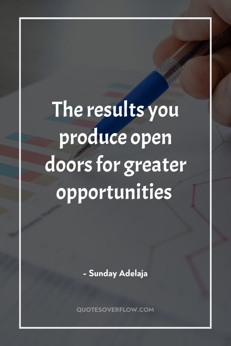 The results you produce open doors for greater opportunities 