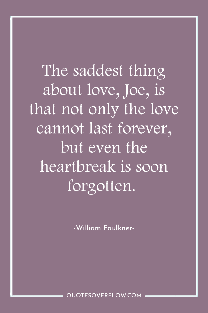The saddest thing about love, Joe, is that not only...