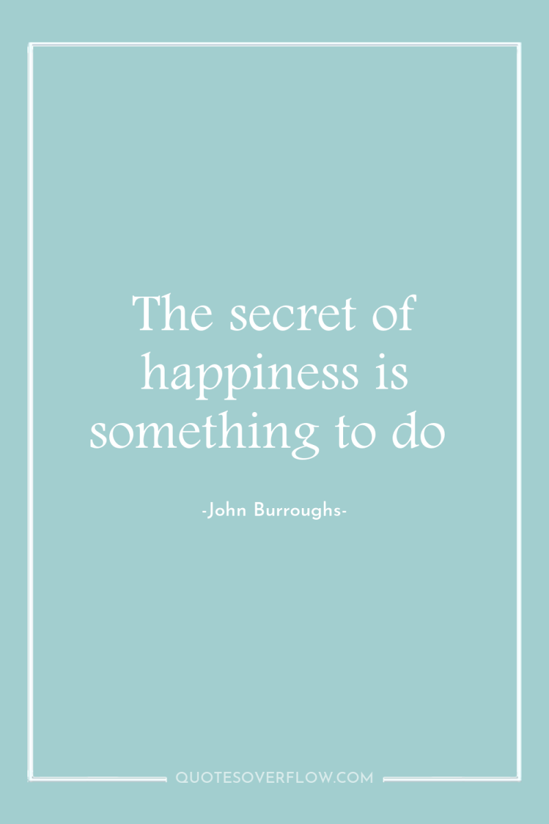 The secret of happiness is something to do 