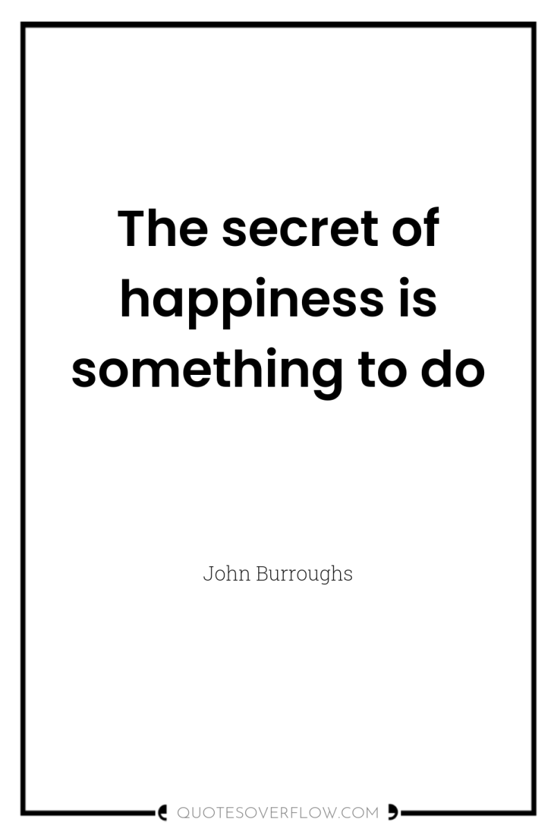 The secret of happiness is something to do 