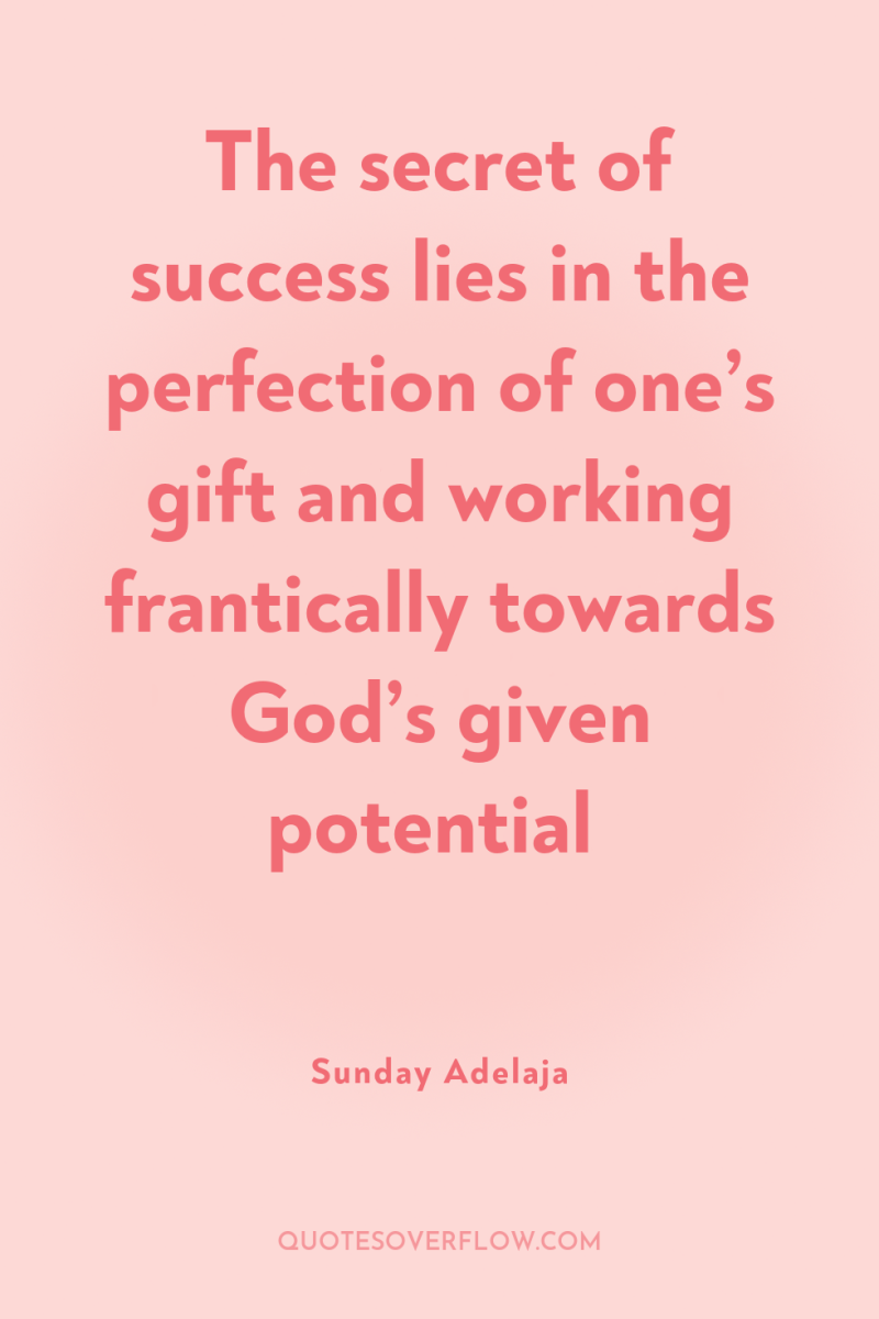 The secret of success lies in the perfection of one’s...