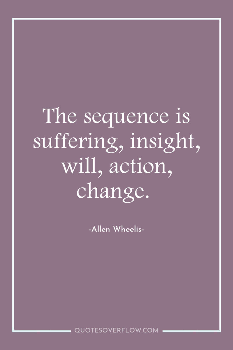 The sequence is suffering, insight, will, action, change. 