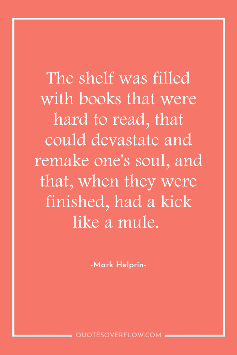 The shelf was filled with books that were hard to...