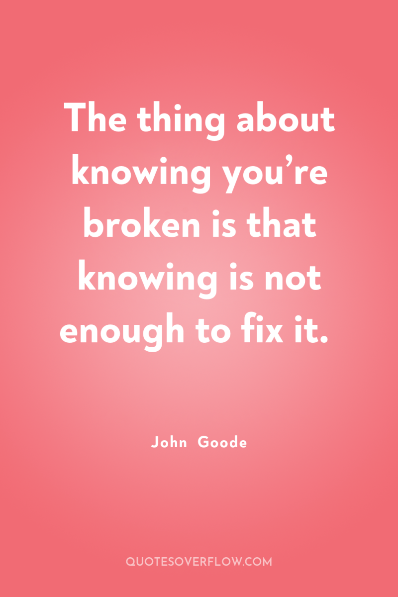 The thing about knowing you’re broken is that knowing is...