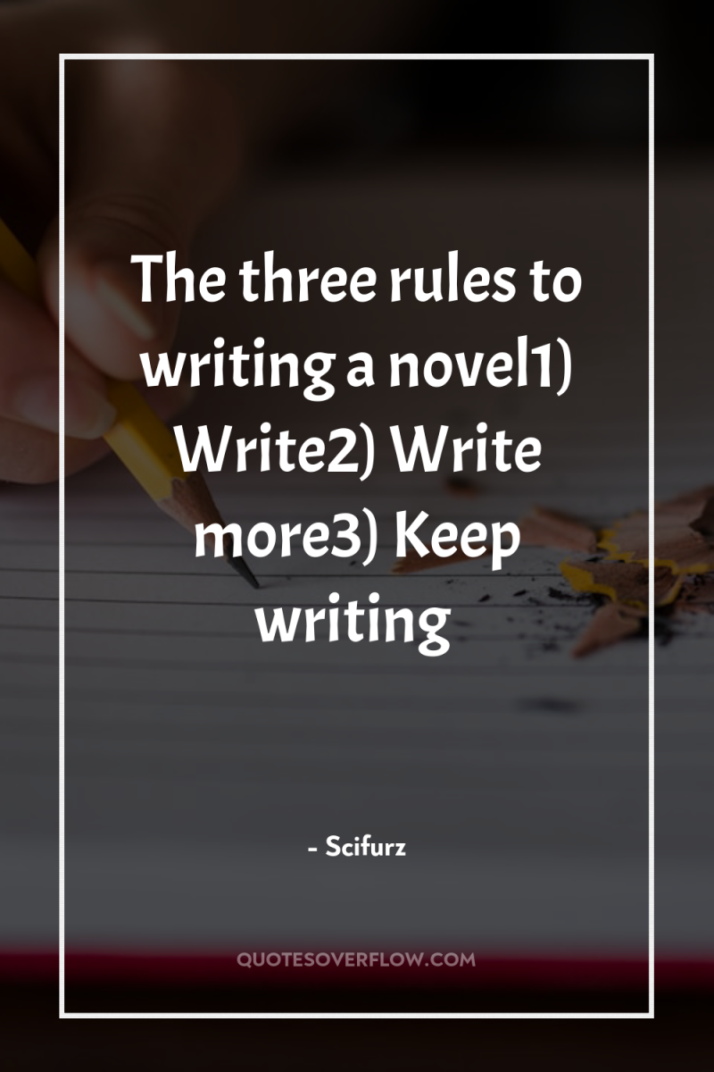 The three rules to writing a novel1) Write2) Write more3)...