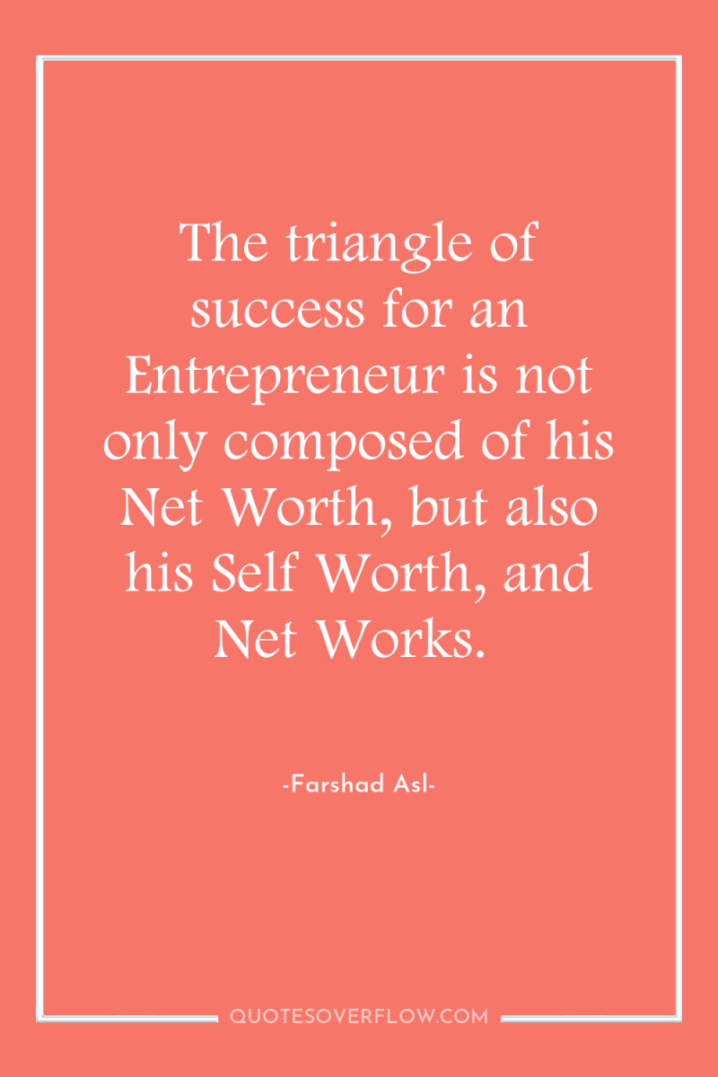 The triangle of success for an Entrepreneur is not only...