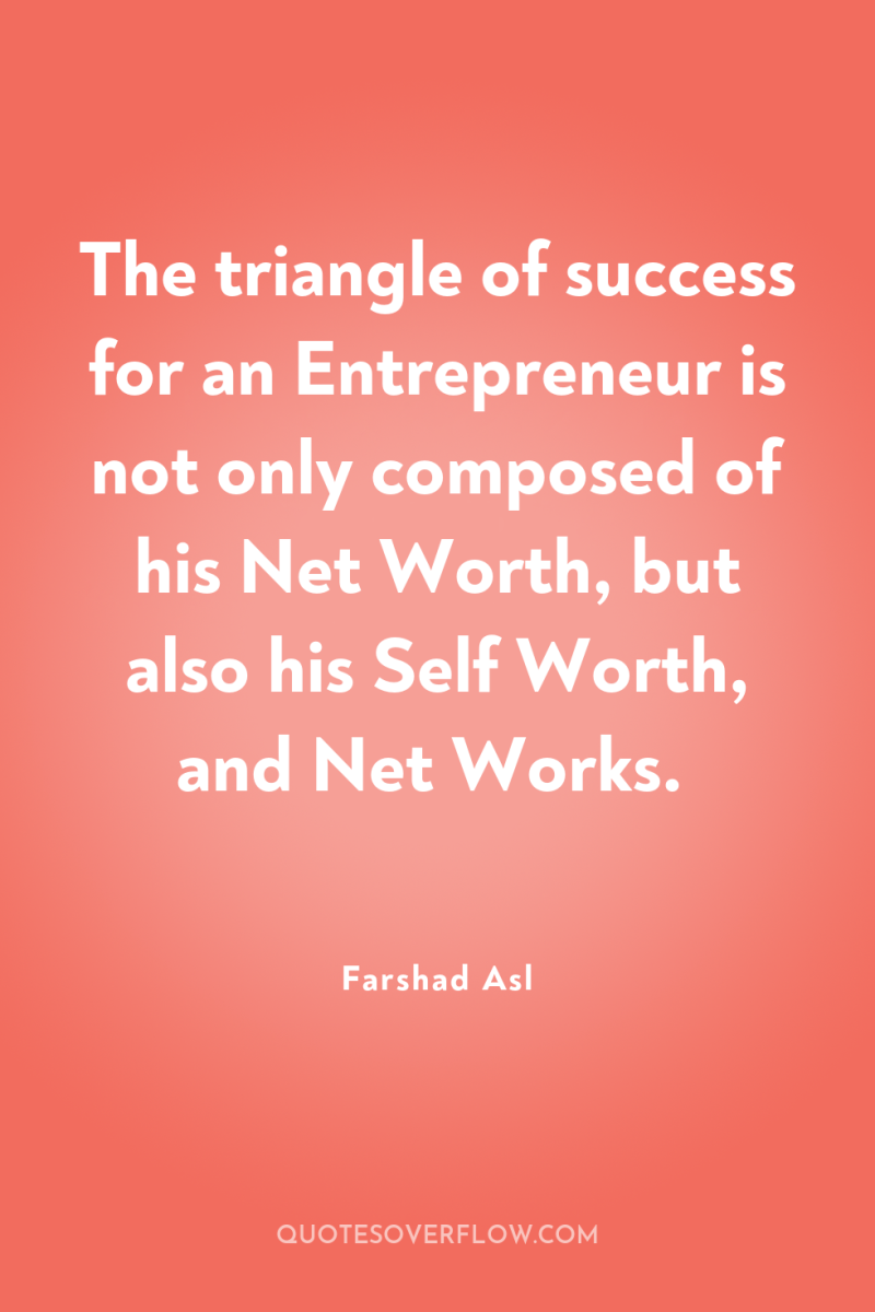 The triangle of success for an Entrepreneur is not only...