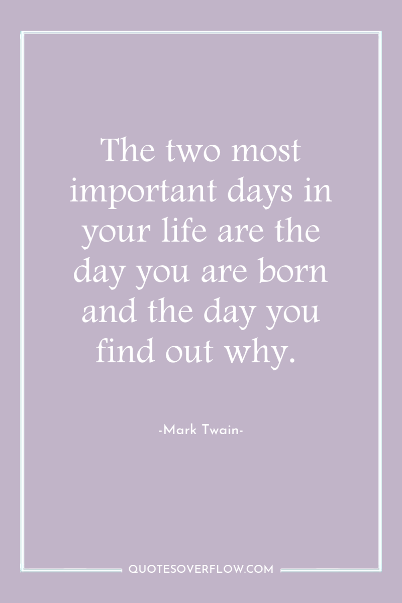 The two most important days in your life are the...