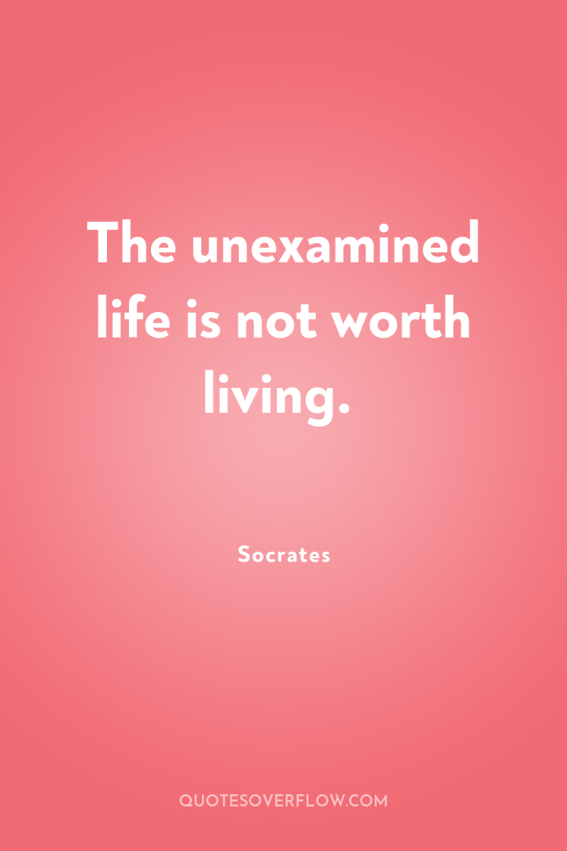 The unexamined life is not worth living. 