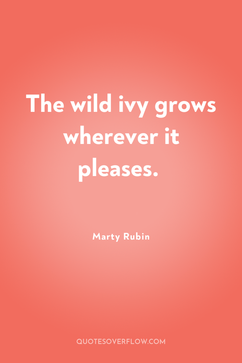 The wild ivy grows wherever it pleases. 