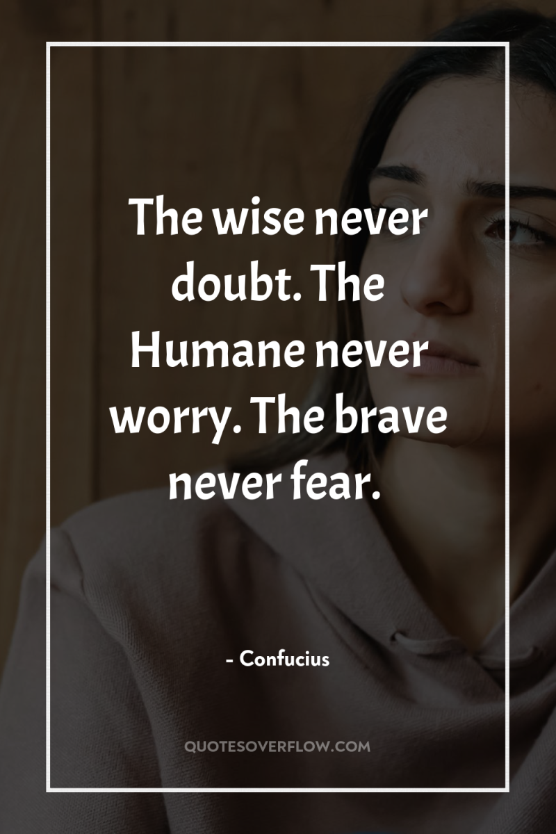 The wise never doubt. The Humane never worry. The brave...