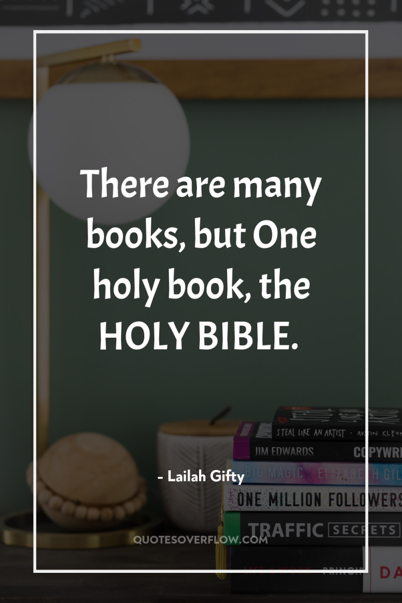 There are many books, but One holy book, the HOLY...