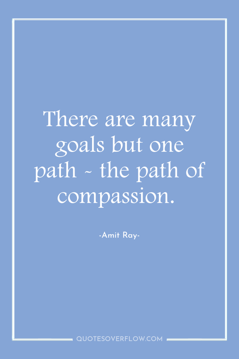 There are many goals but one path - the path...