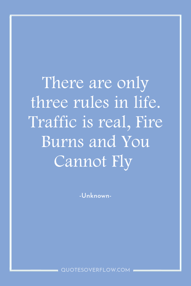 There are only three rules in life. Traffic is real,...