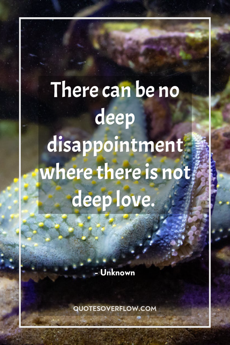There can be no deep disappointment where there is not...