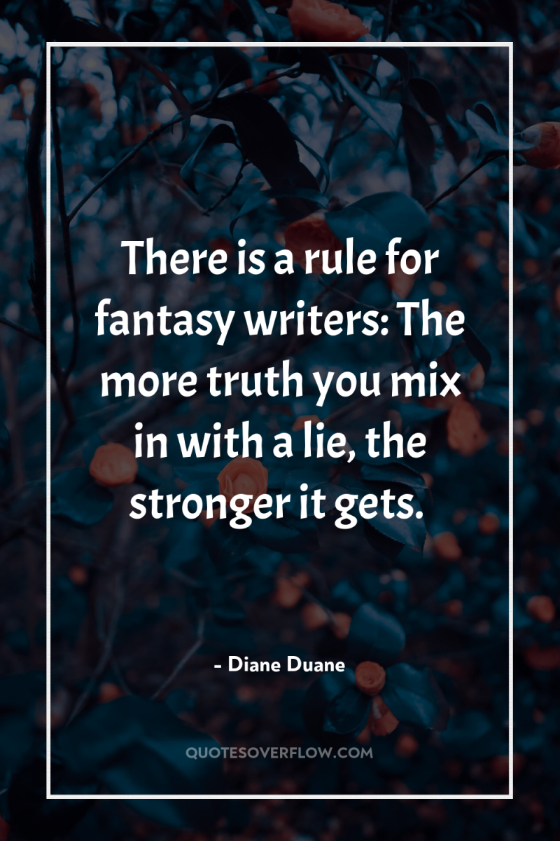 There is a rule for fantasy writers: The more truth...
