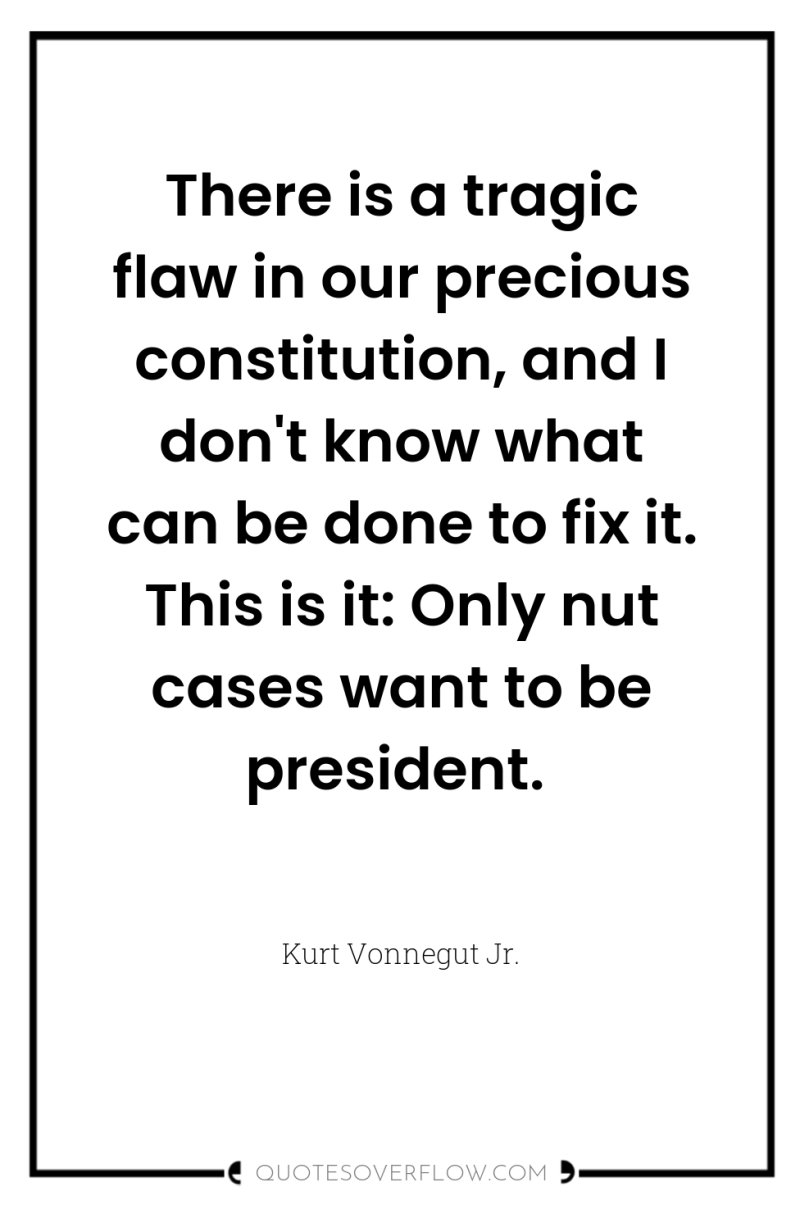 There is a tragic flaw in our precious constitution, and...