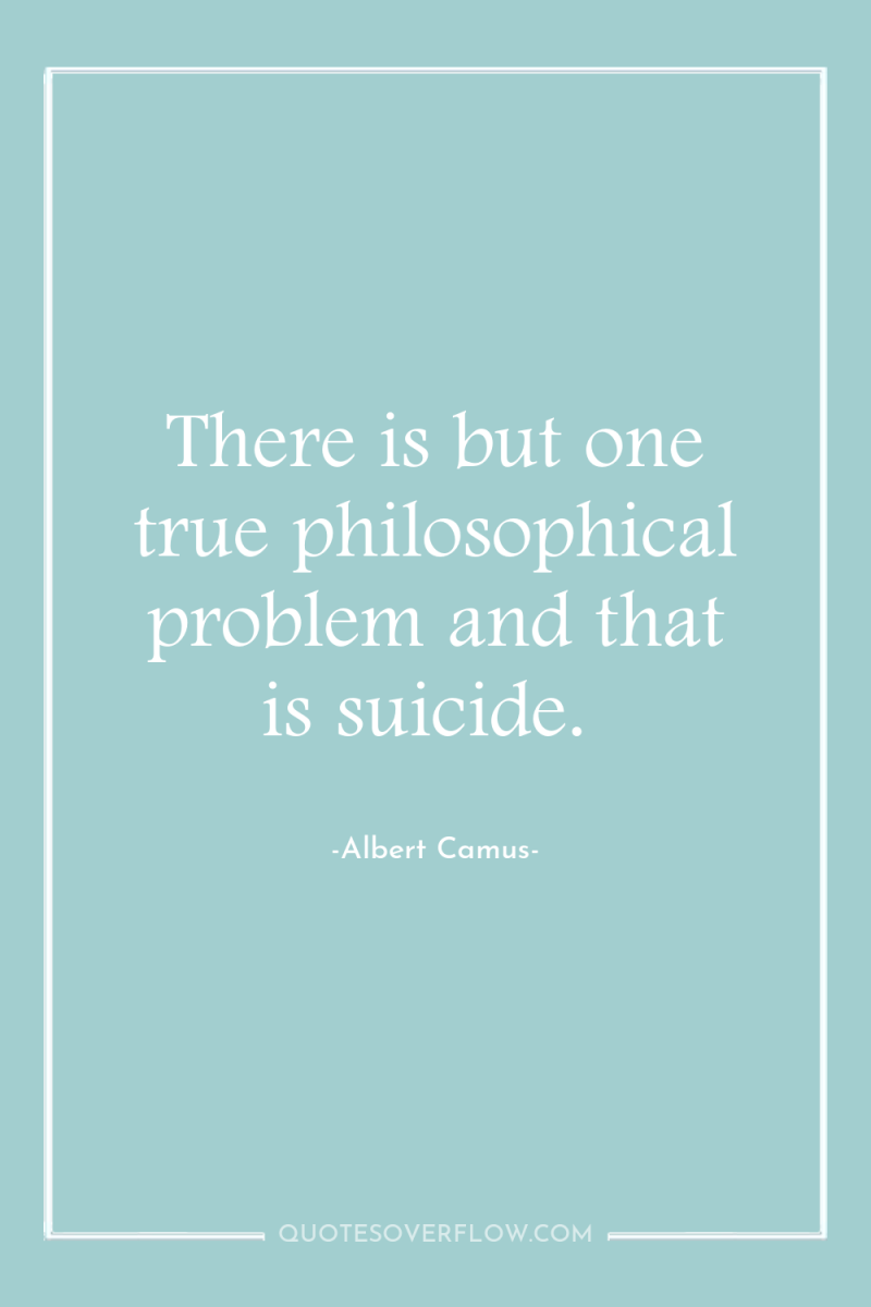 There is but one true philosophical problem and that is...