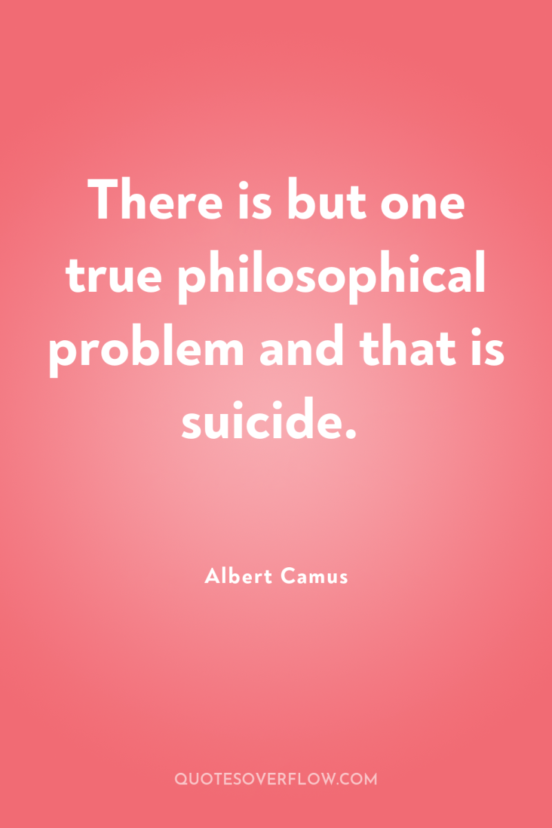 There is but one true philosophical problem and that is...