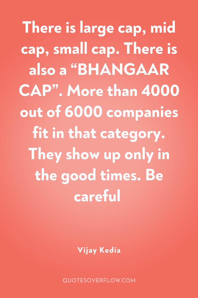 There is large cap, mid cap, small cap. There is...