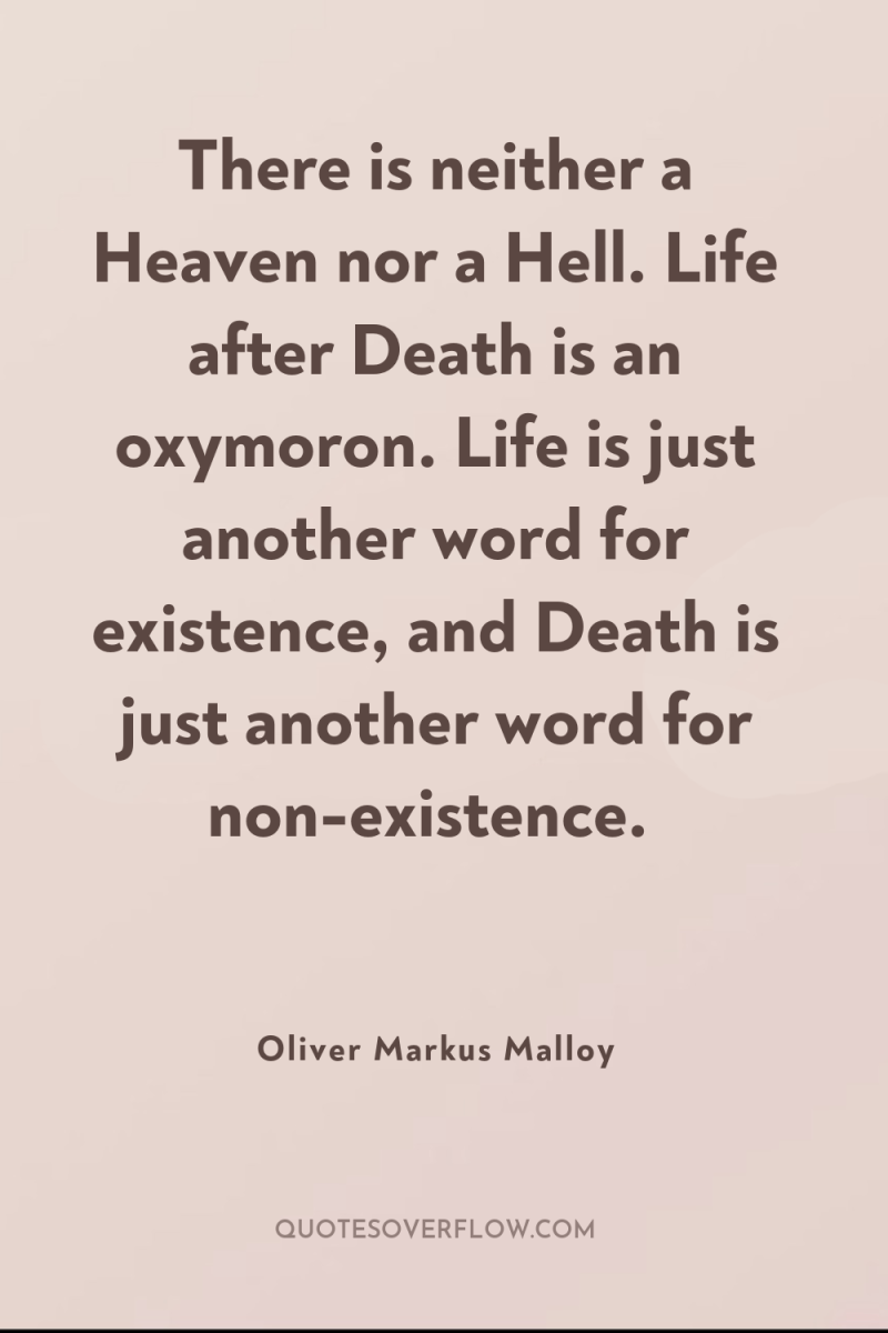 There is neither a Heaven nor a Hell. Life after...