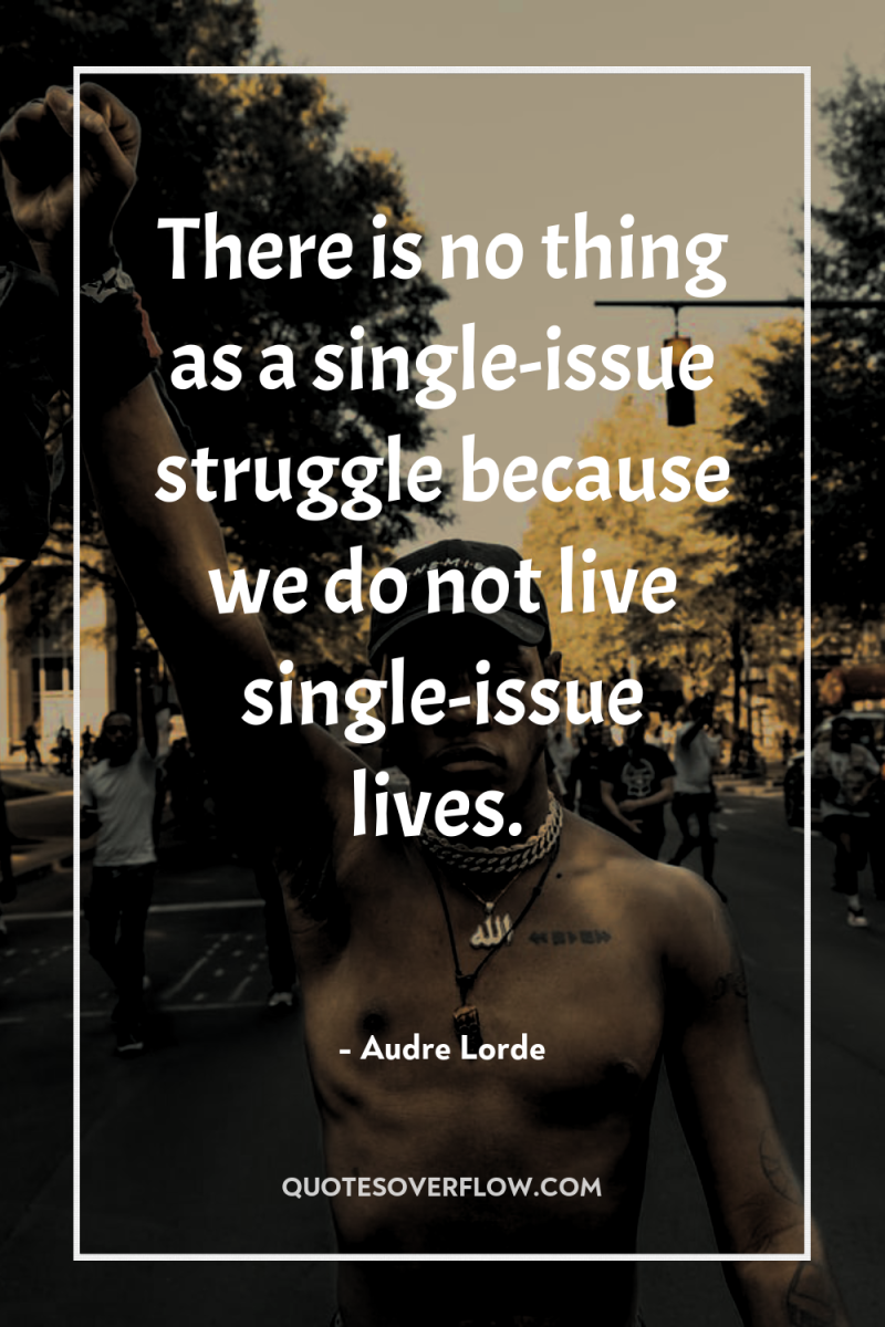 There is no thing as a single-issue struggle because we...