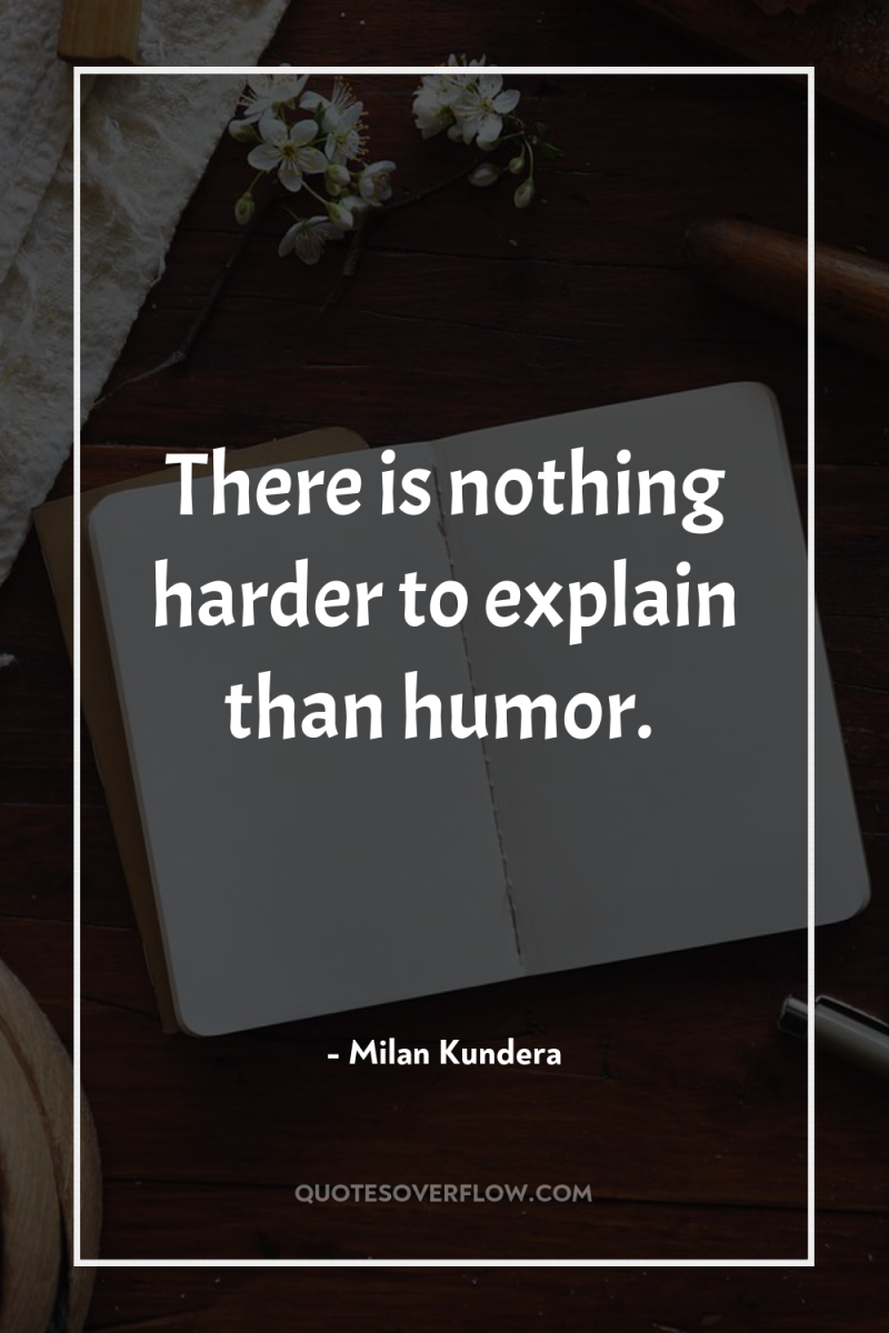 There is nothing harder to explain than humor. 