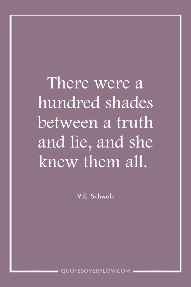 There were a hundred shades between a truth and lie,...