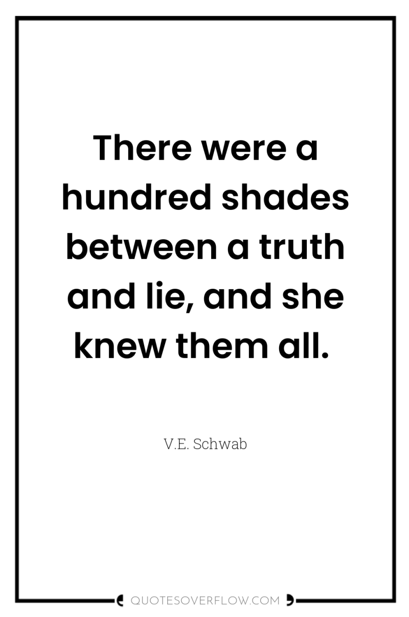 There were a hundred shades between a truth and lie,...