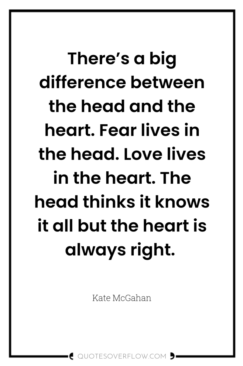 There’s a big difference between the head and the heart....